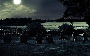 Graveyard at night