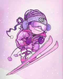 Image of Mabel Murple skiing
