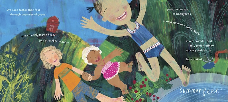 Spread from Summer Feet, by Sheree Fitch and Carolyn Fisher